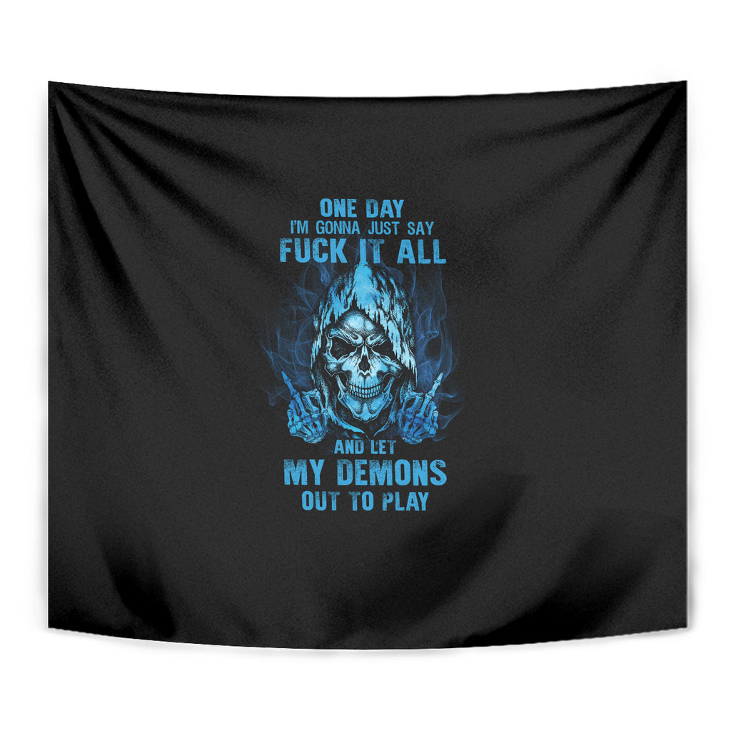 my-demons-out-to-play-skull-tapestry