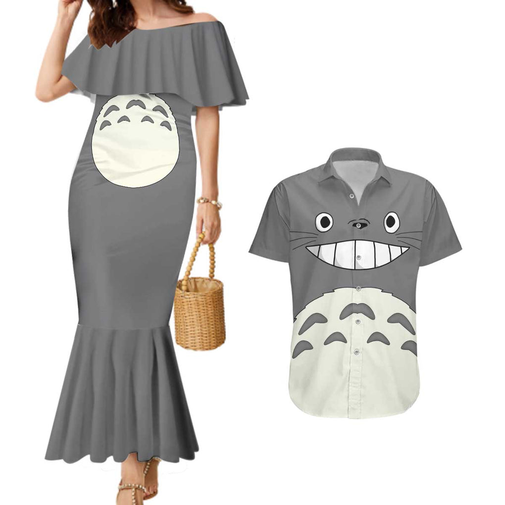 Totoro - My Neighbor Totoro Couples Matching Mermaid Dress and Hawaiian Shirt Anime Style