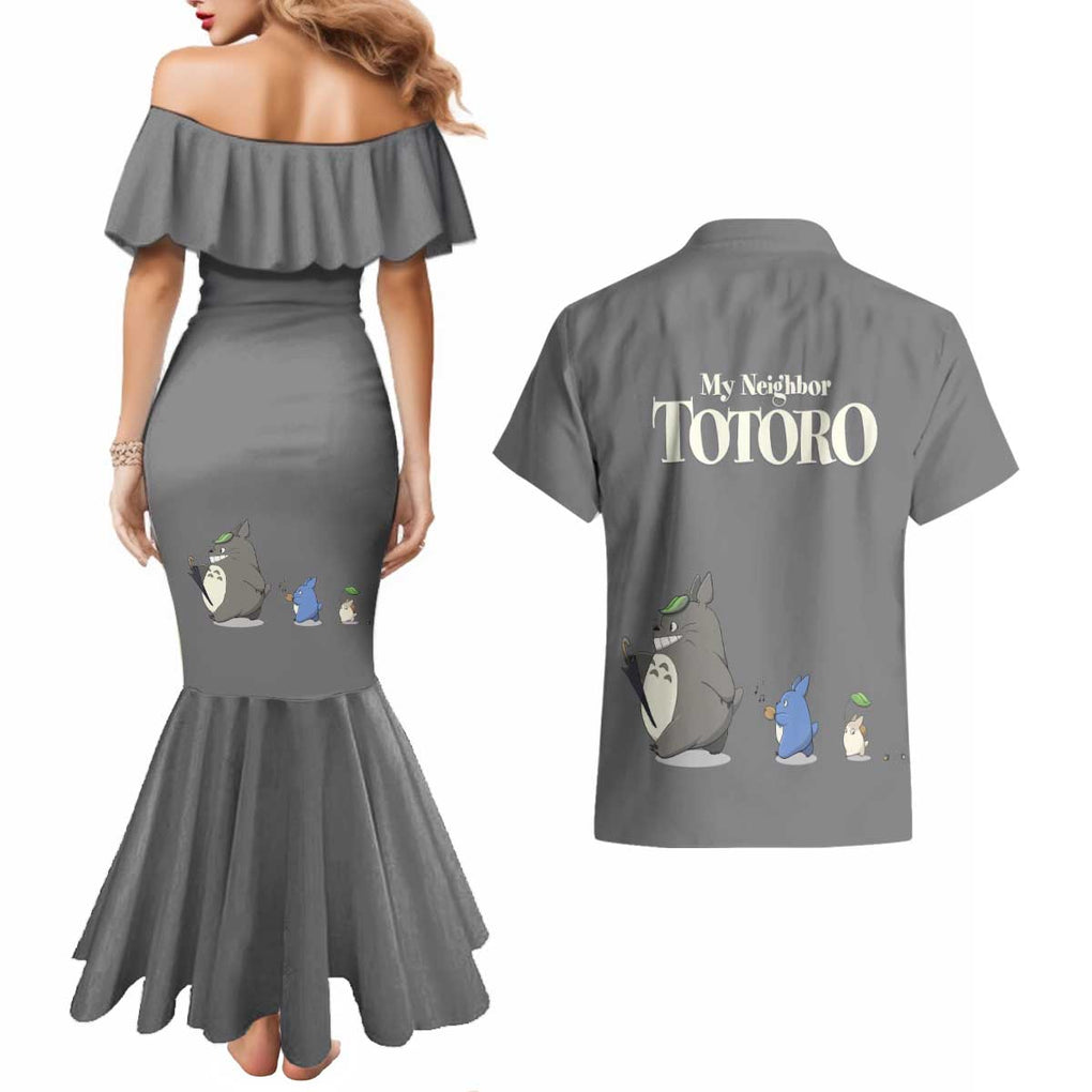 Totoro - My Neighbor Totoro Couples Matching Mermaid Dress and Hawaiian Shirt Anime Style