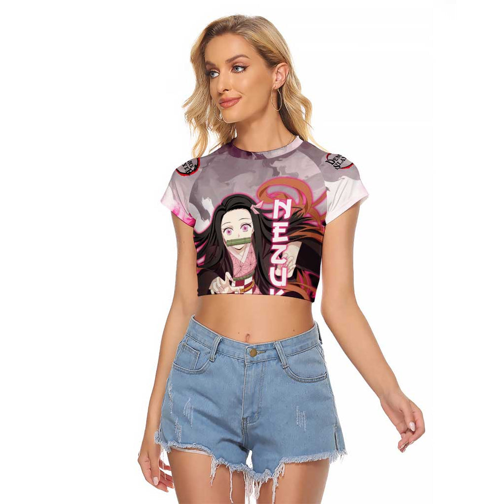 Nezuko - Demon Slayer Raglan Cropped T Shirt Anime Style