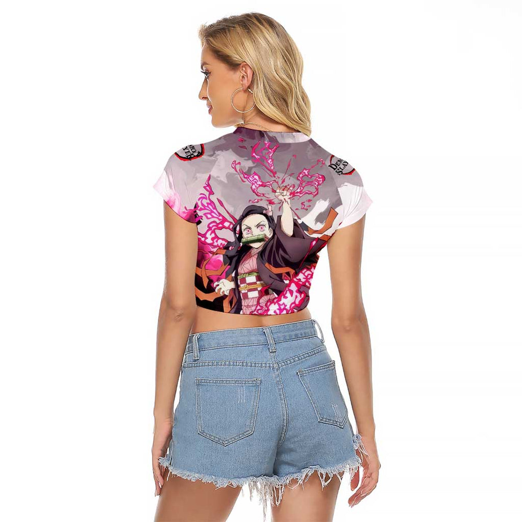 Nezuko - Demon Slayer Raglan Cropped T Shirt Anime Style