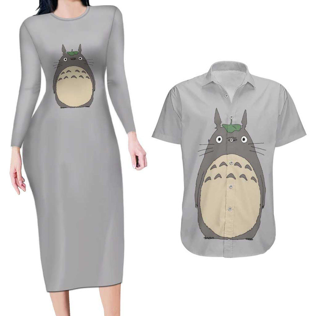 Totoro My Neighbor Totoro Couples Matching Long Sleeve Bodycon Dress and Hawaiian Shirt Ghibli Anime Style