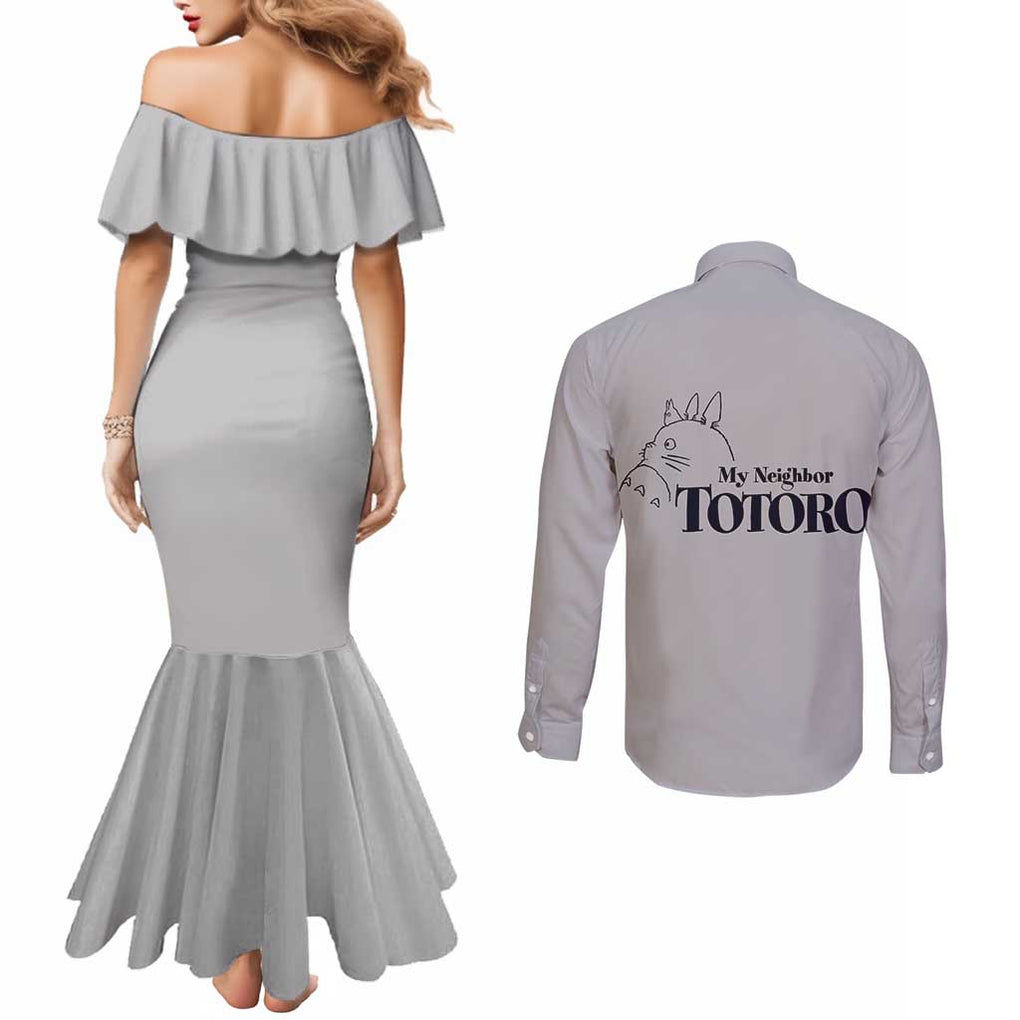 Totoro My Neighbor Totoro Couples Matching Mermaid Dress and Long Sleeve Button Shirt Ghibli Anime Style
