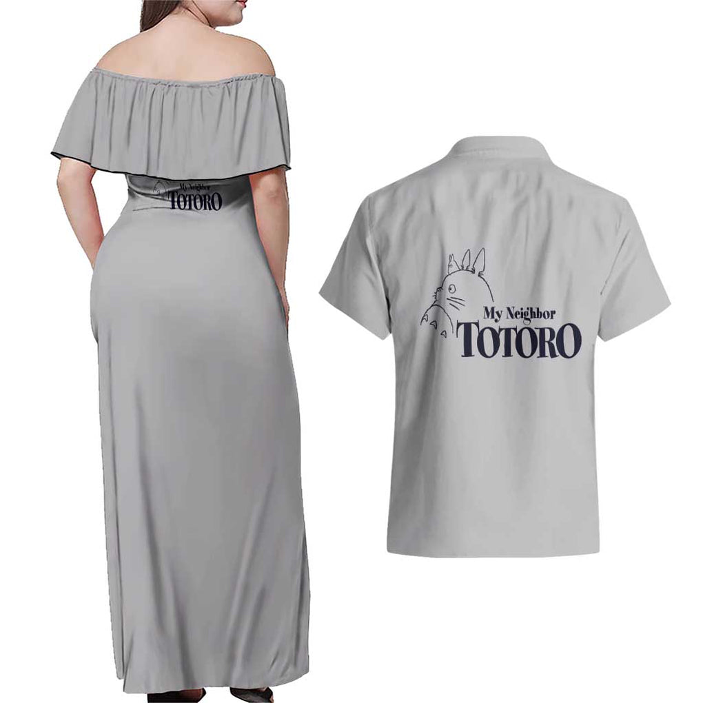 Totoro My Neighbor Totoro Couples Matching Off Shoulder Maxi Dress and Hawaiian Shirt Ghibli Anime Style