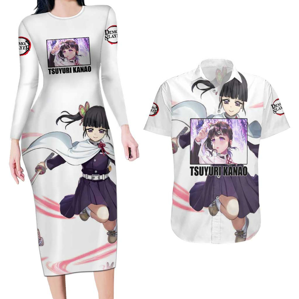 Kanao - Demon Slayer Couples Matching Long Sleeve Bodycon Dress and Hawaiian Shirt Anime Style