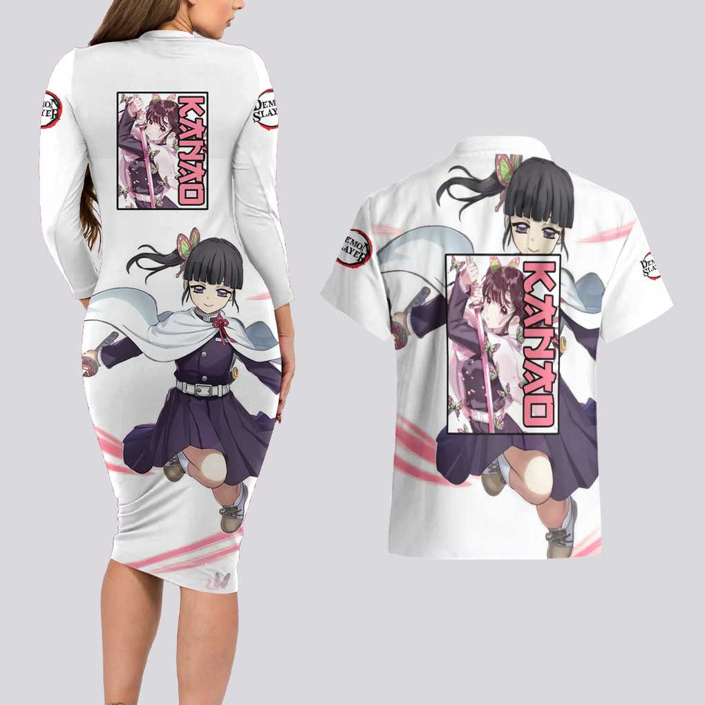 Kanao - Demon Slayer Couples Matching Long Sleeve Bodycon Dress and Hawaiian Shirt Anime Style