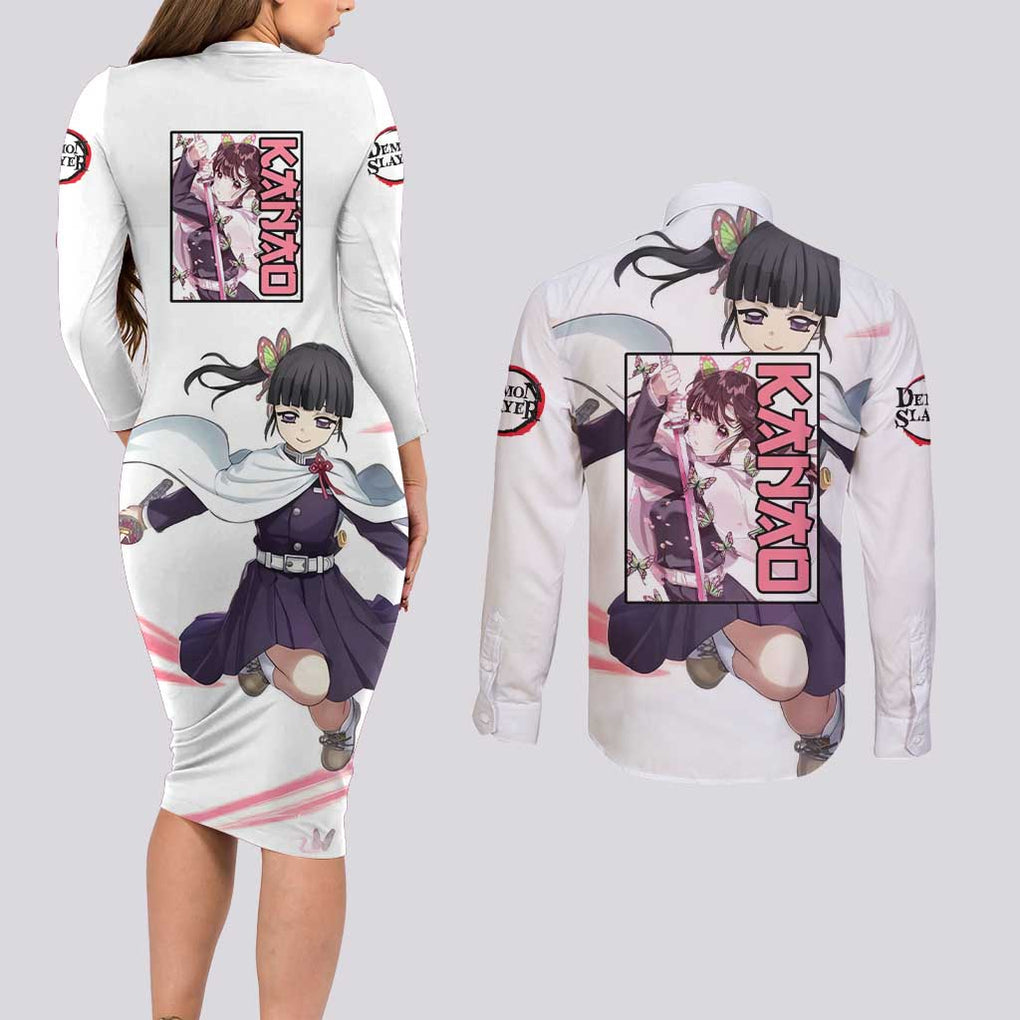 Kanao - Demon Slayer Couples Matching Long Sleeve Bodycon Dress and Long Sleeve Button Shirt Anime Style