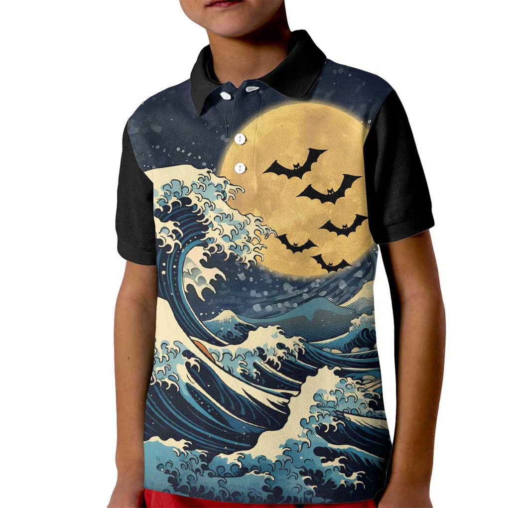 Kanagawa Wave Janpan Halloween Kid Polo Shirt Japan Art Style