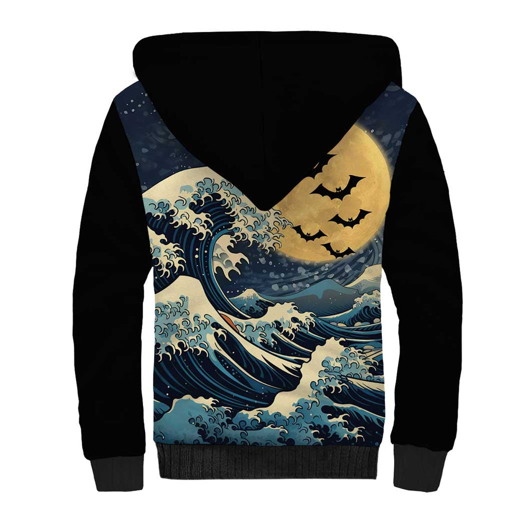 Kanagawa Wave Janpan Halloween Sherpa Hoodie Japan Art Style
