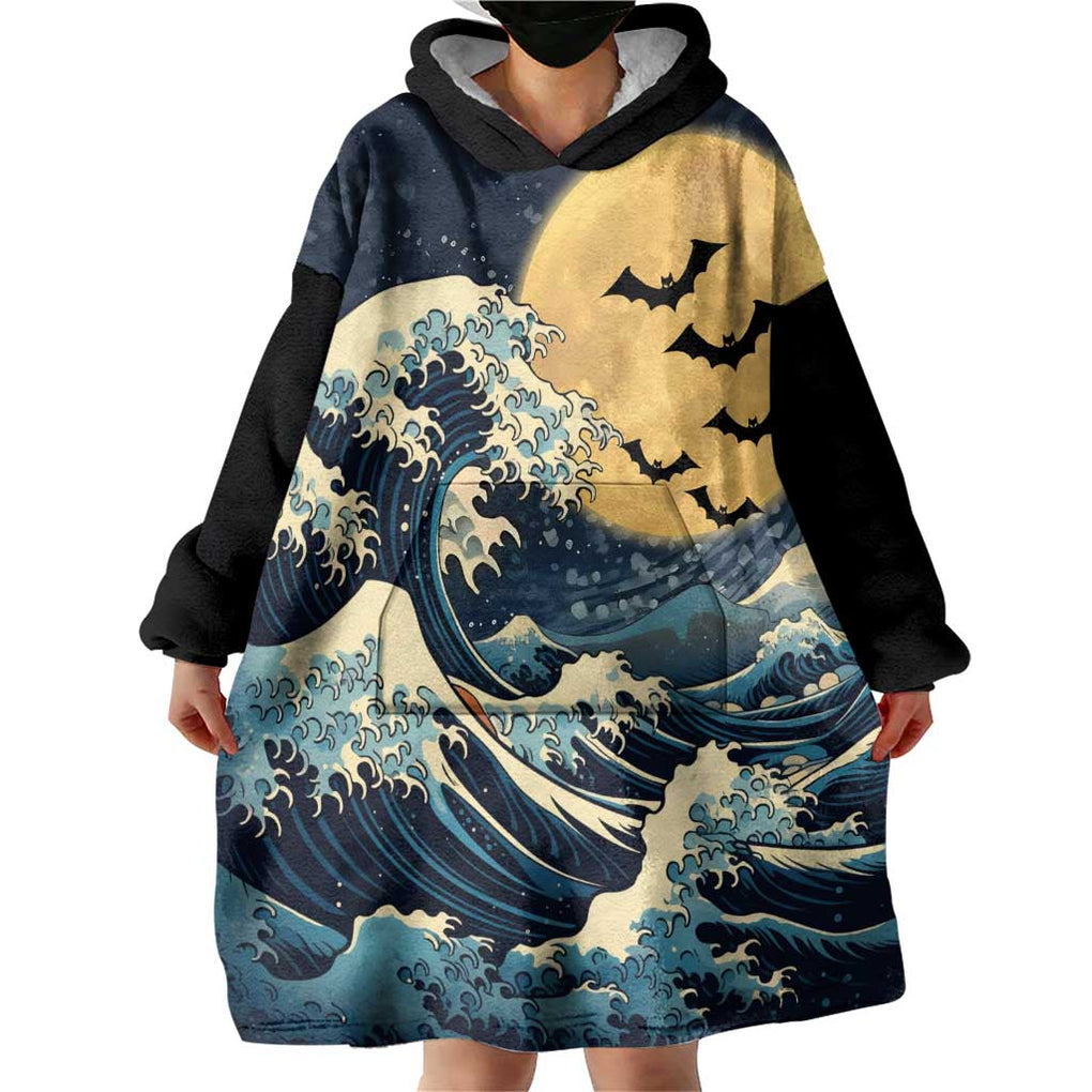 Kanagawa Wave Janpan Halloween Wearable Blanket Hoodie Japan Art Style