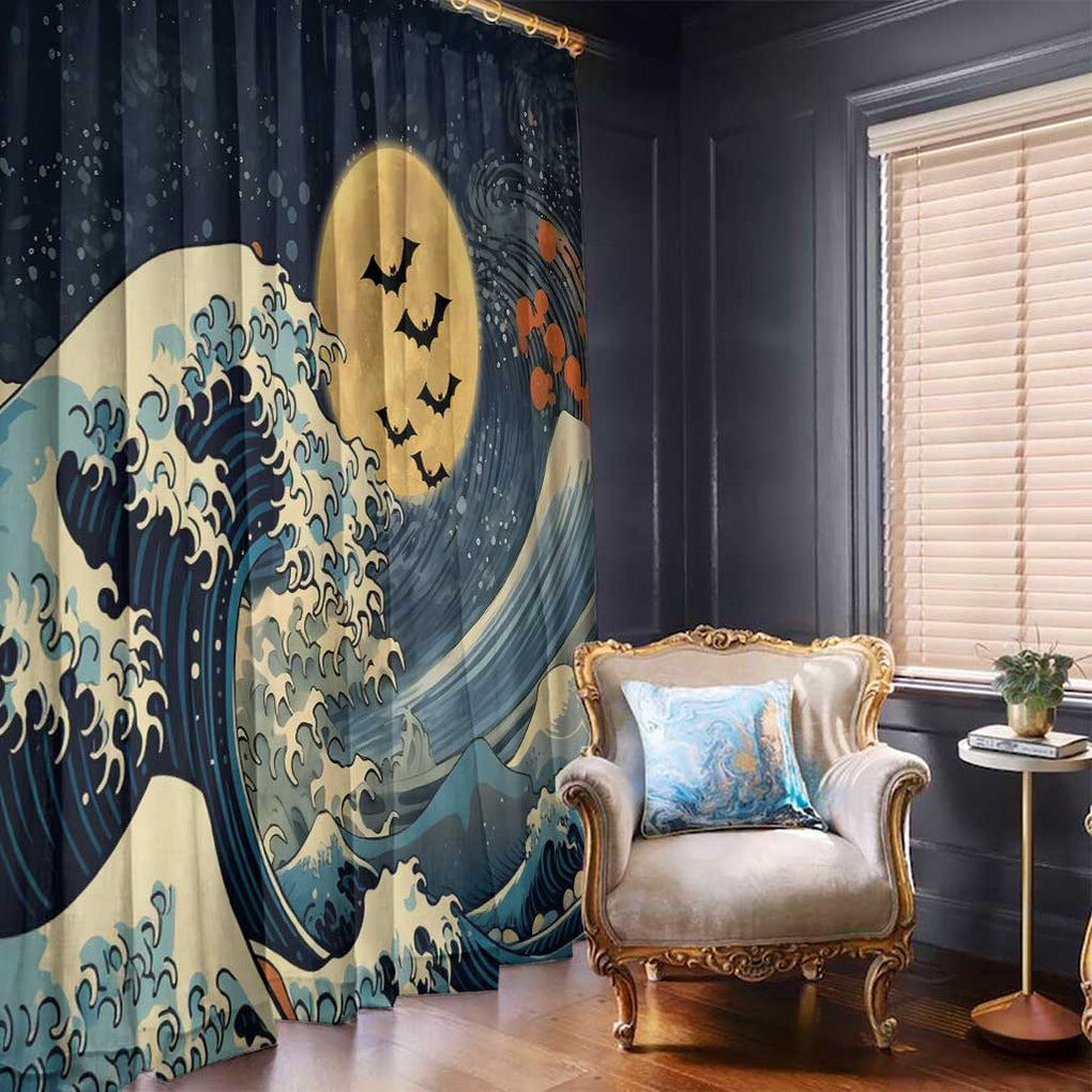 Kanagawa Wave Janpan Halloween Window Curtain Japan Art Style