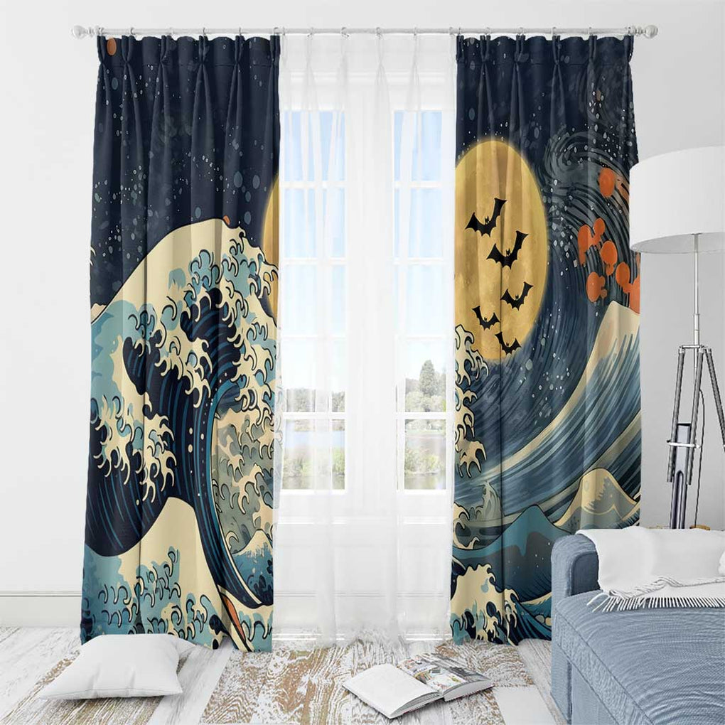 Kanagawa Wave Janpan Halloween Window Curtain Japan Art Style