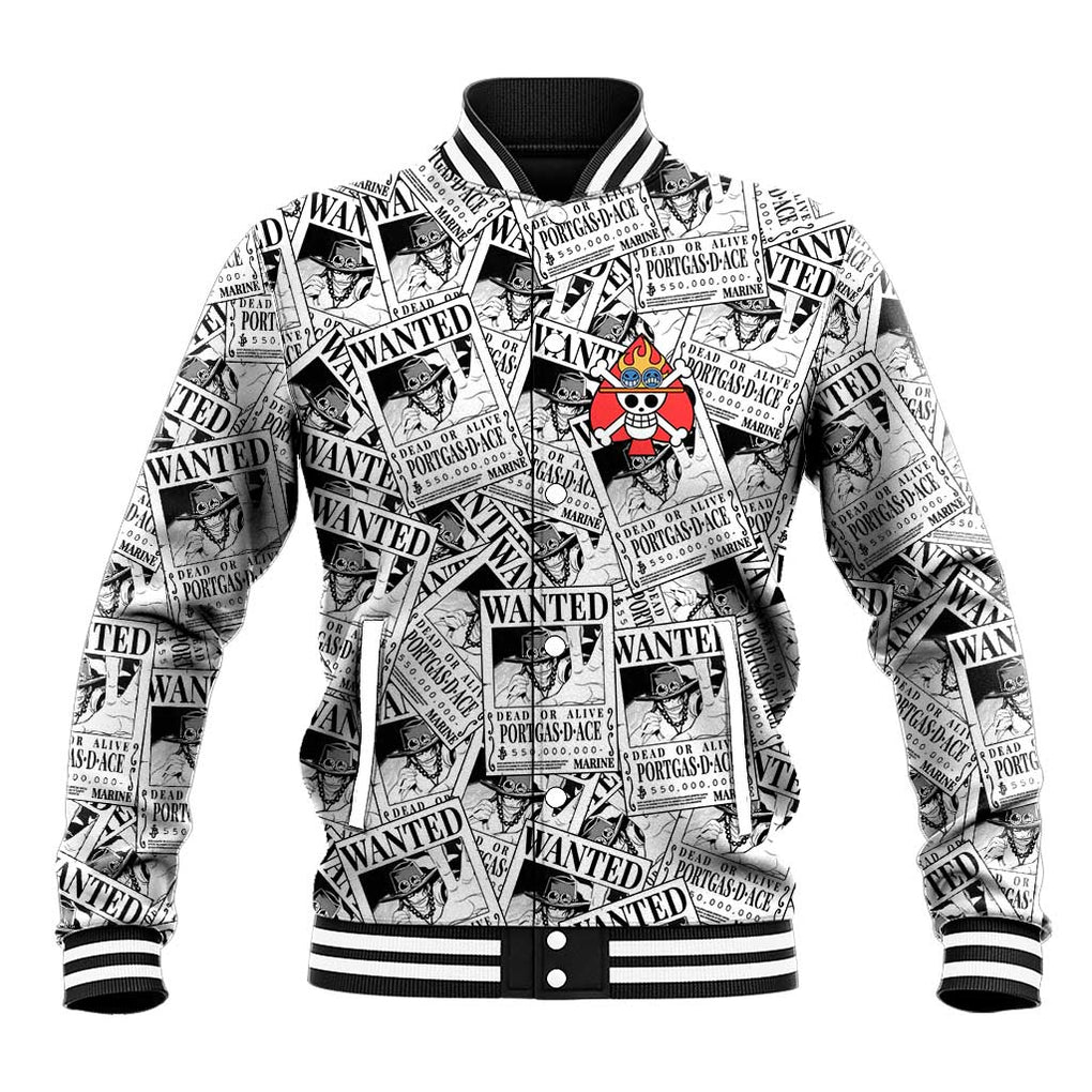 Portgas D. Ace Wanted - One Piece Baseball Jacket Anime Style