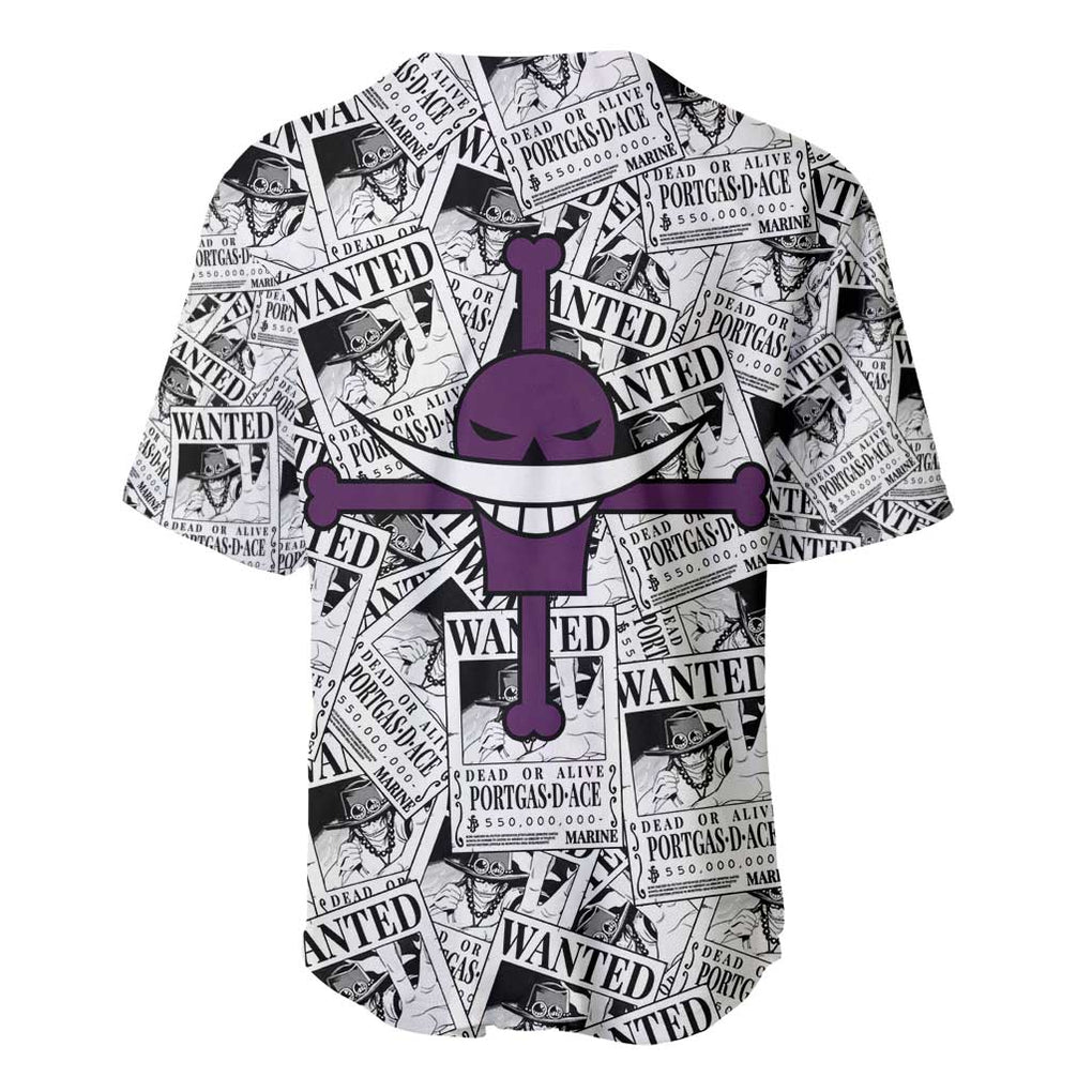 Portgas D. Ace Wanted - One Piece Baseball Jersey Anime Style