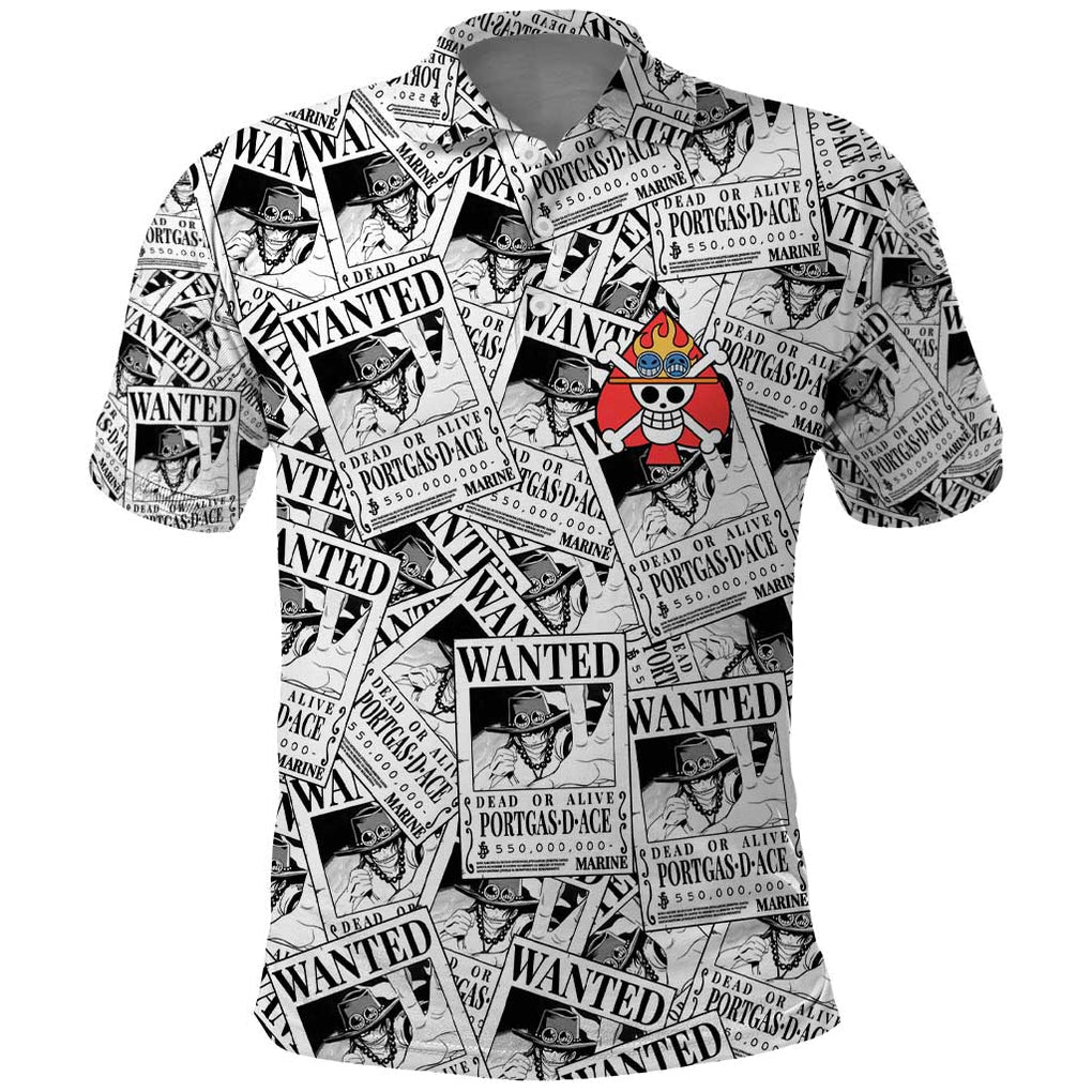 Portgas D. Ace Wanted - One Piece Polo Shirt Anime Style