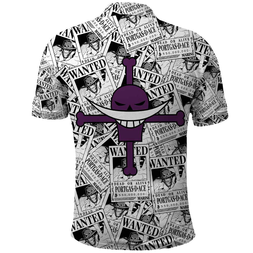 Portgas D. Ace Wanted - One Piece Polo Shirt Anime Style
