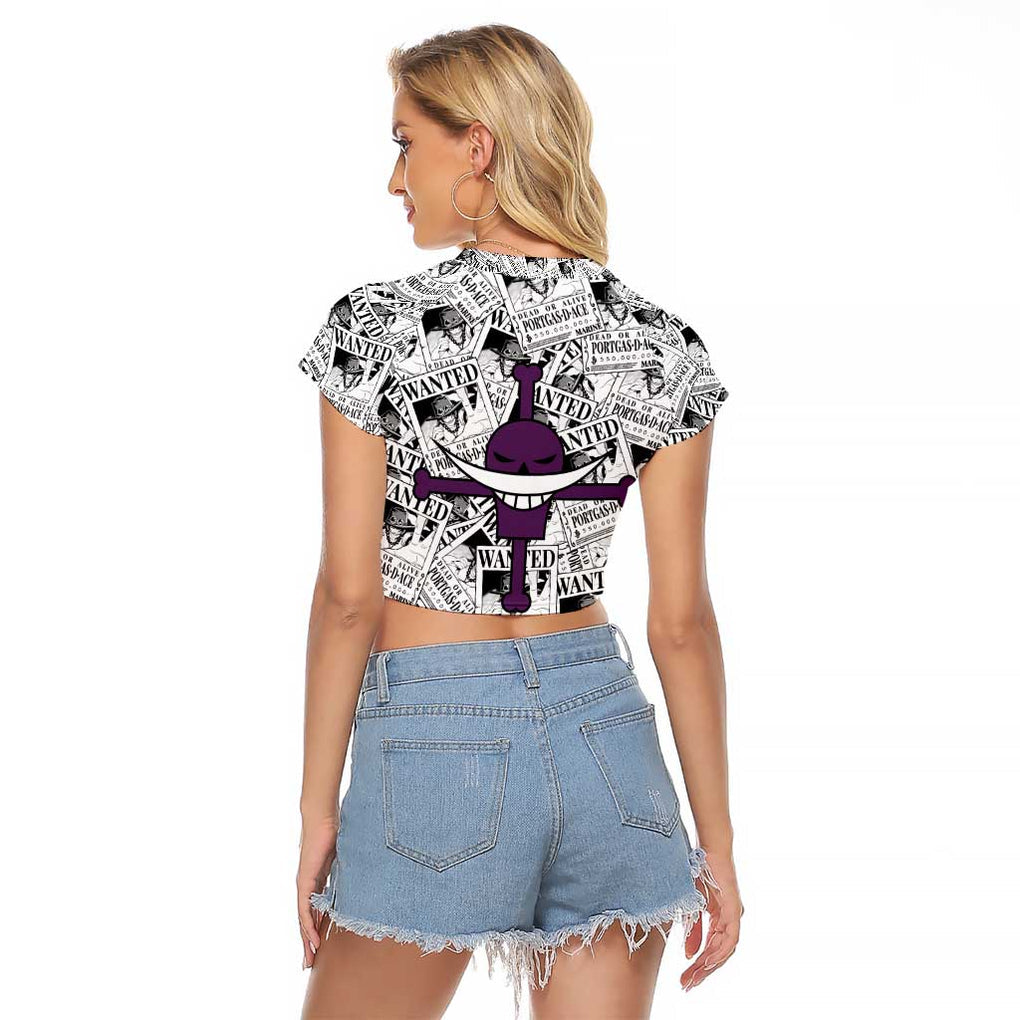 Portgas D. Ace Wanted - One Piece Raglan Cropped T Shirt Anime Style