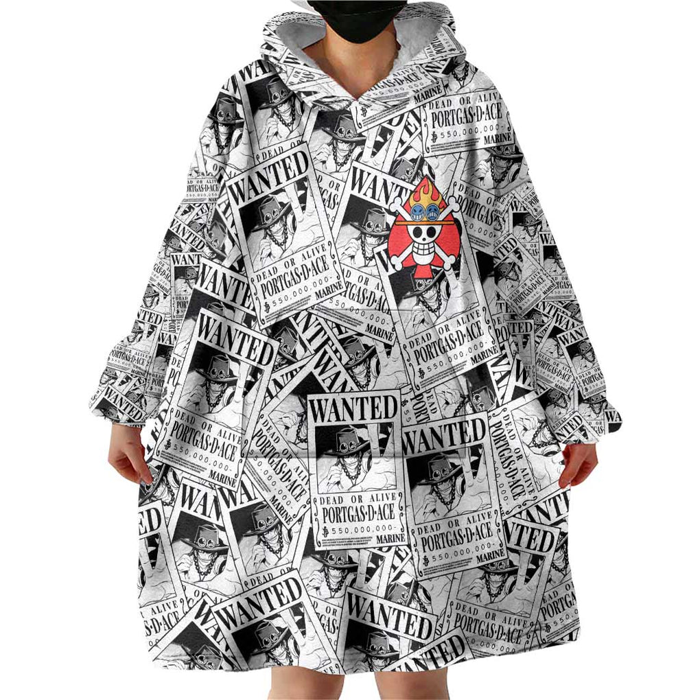 Portgas D. Ace Wanted - One Piece Wearable Blanket Hoodie Anime Style