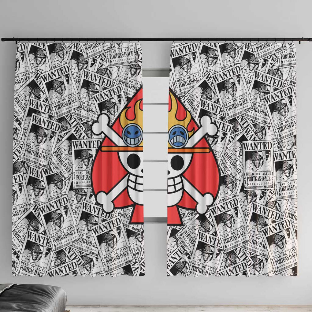 Portgas D. Ace Wanted - One Piece Window Curtain Anime Style