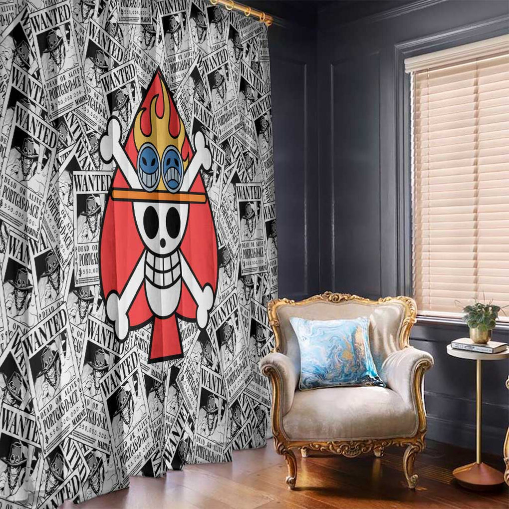 Portgas D. Ace Wanted - One Piece Window Curtain Anime Style