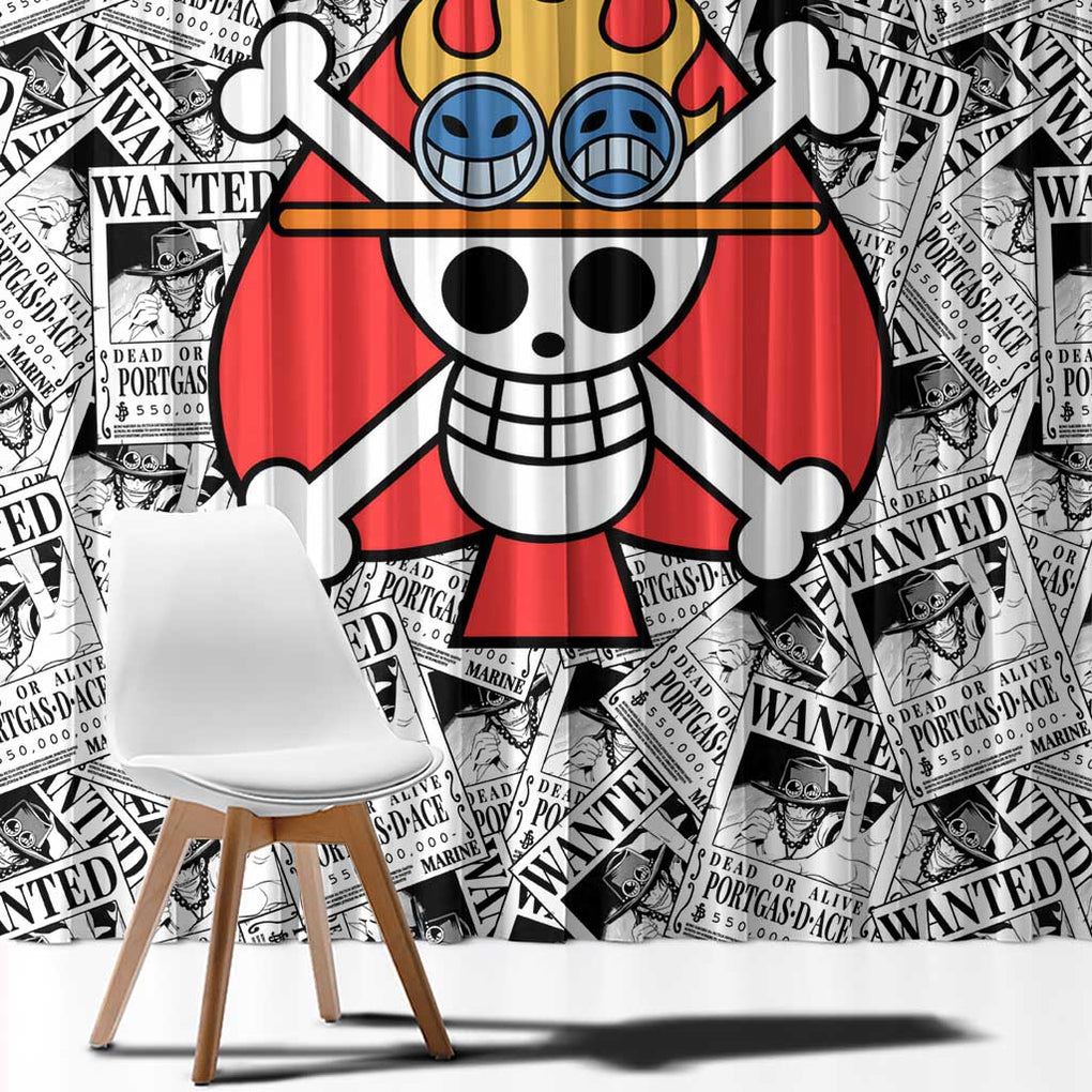 Portgas D. Ace Wanted - One Piece Window Curtain Anime Style