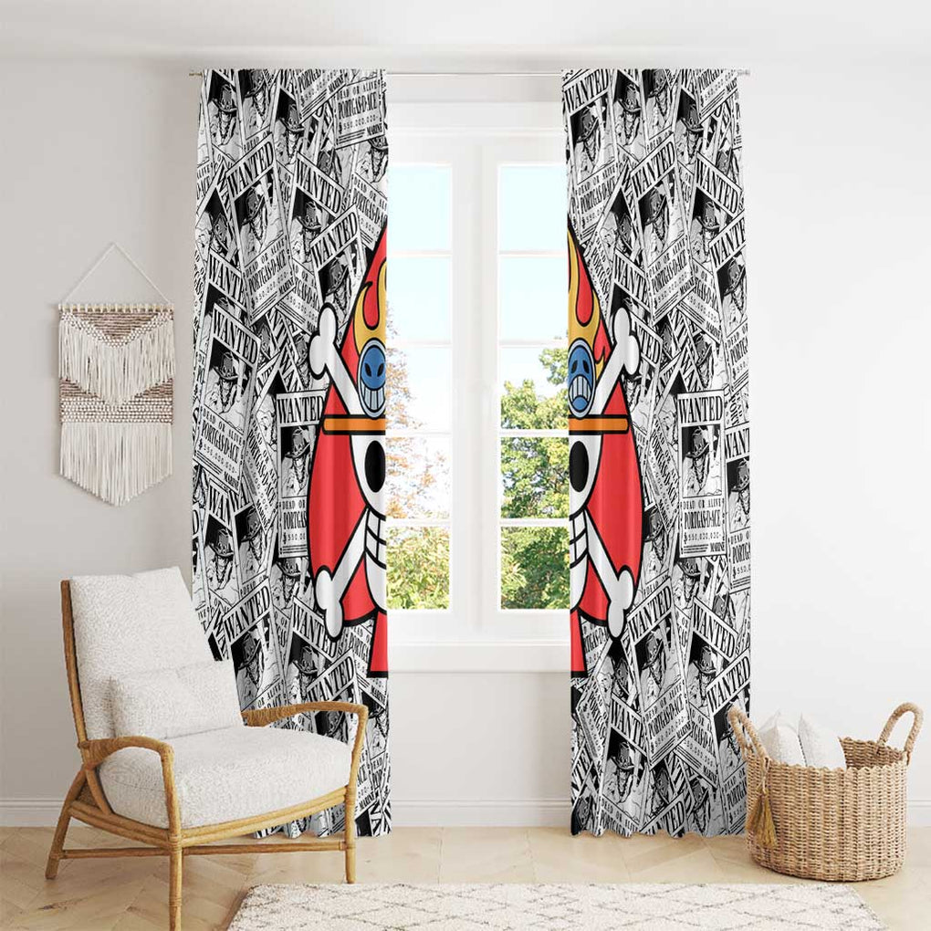 Portgas D. Ace Wanted - One Piece Window Curtain Anime Style