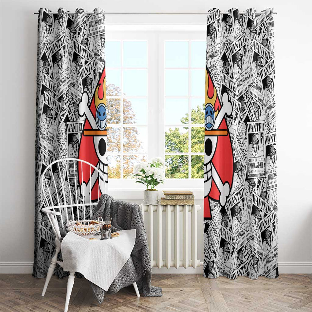 Portgas D. Ace Wanted - One Piece Window Curtain Anime Style