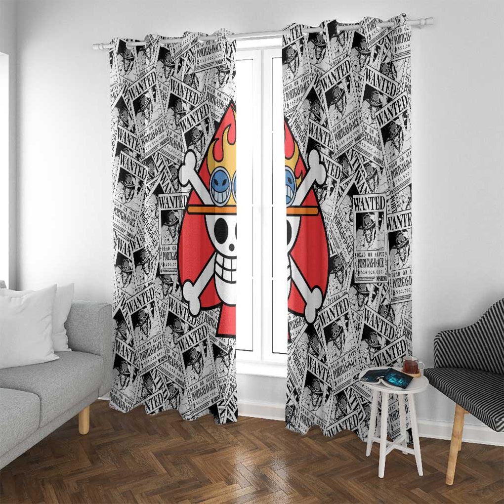 Portgas D. Ace Wanted - One Piece Window Curtain Anime Style