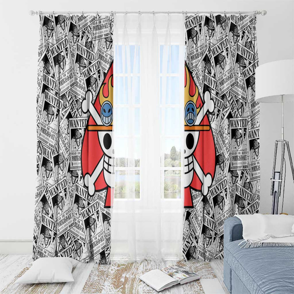 Portgas D. Ace Wanted - One Piece Window Curtain Anime Style