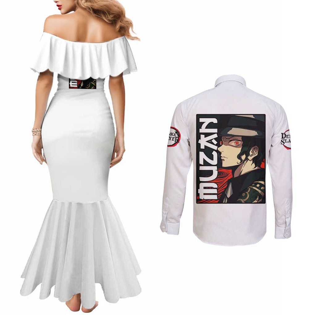 Muzan Kibutsuji - Demon Slayer Couples Matching Mermaid Dress and Long Sleeve Button Shirt Anime Style