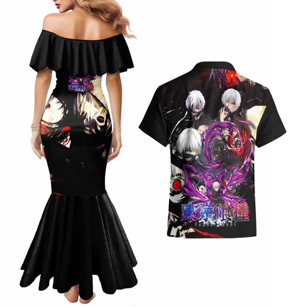 Kaneki Ken Tokyo Ghoul Grunge Couples Matching Mermaid Dress and Hawaiian Shirt Anime Style