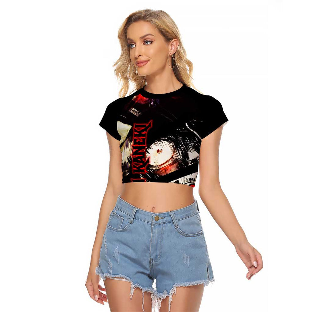 Kaneki Ken Tokyo Ghoul Grunge Raglan Cropped T Shirt Anime Style