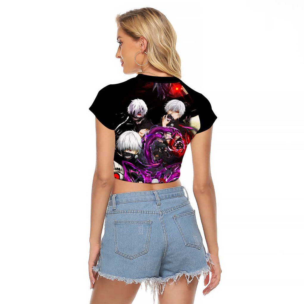 Kaneki Ken Tokyo Ghoul Grunge Raglan Cropped T Shirt Anime Style