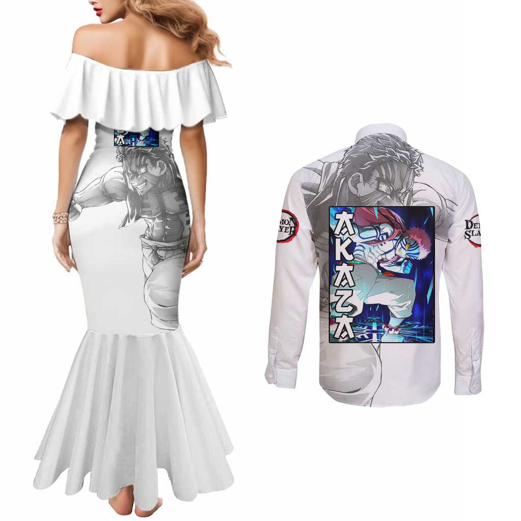 Akaza - Demon Slayer - Kimesu no Yaiba Couples Matching Mermaid Dress and Long Sleeve Button Shirt Japan Art Style