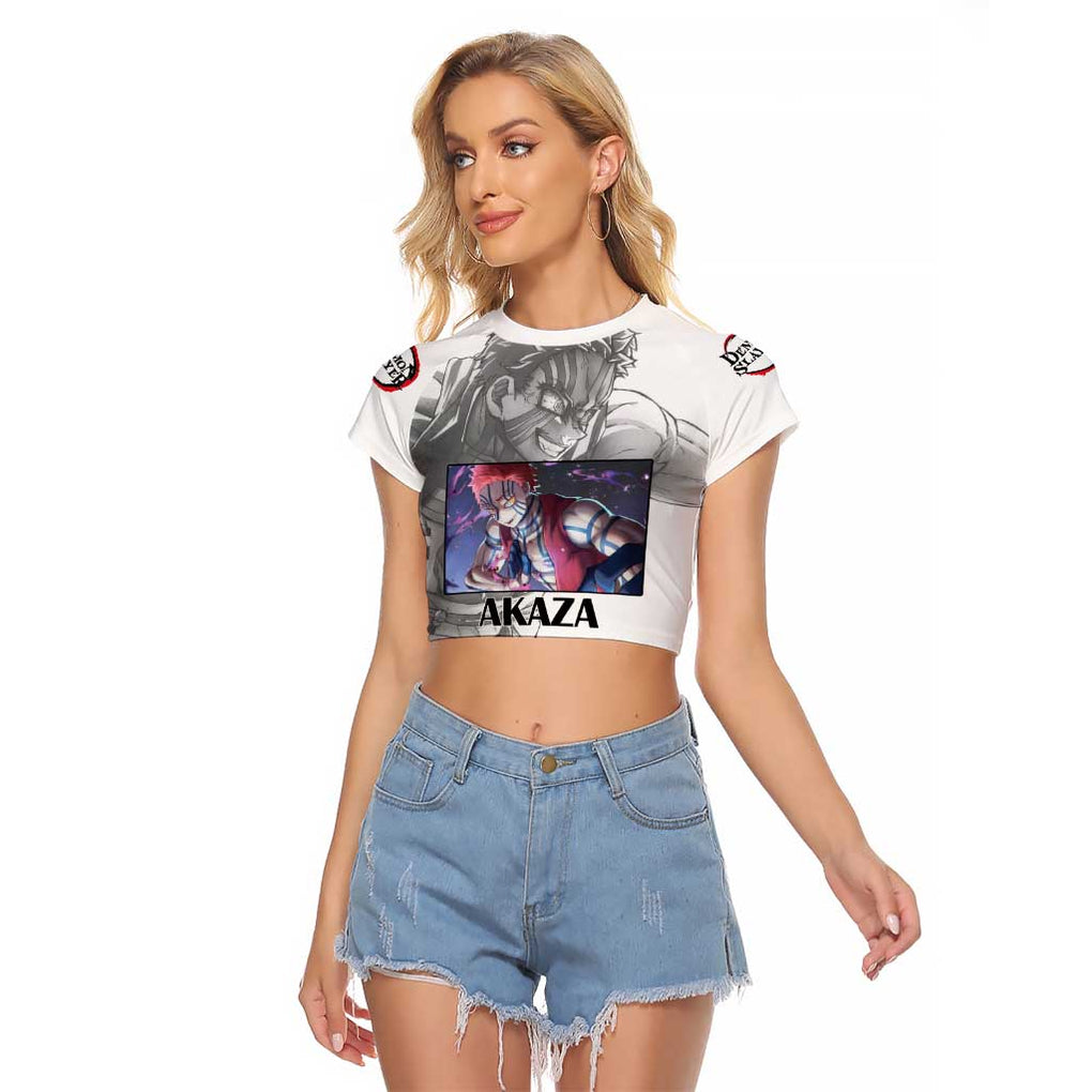 Akaza - Demon Slayer - Kimesu no Yaiba Raglan Cropped T Shirt Japan Art Style
