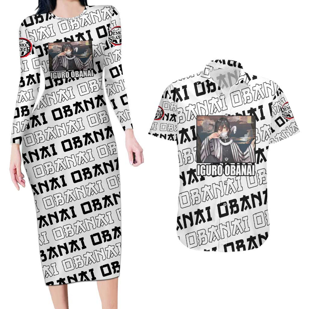 Iguro Obanai - Demon Slayer Couples Matching Long Sleeve Bodycon Dress and Hawaiian Shirt Anime Style