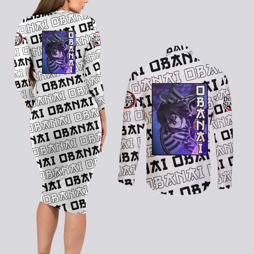 Iguro Obanai - Demon Slayer Couples Matching Long Sleeve Bodycon Dress and Long Sleeve Button Shirt Anime Style