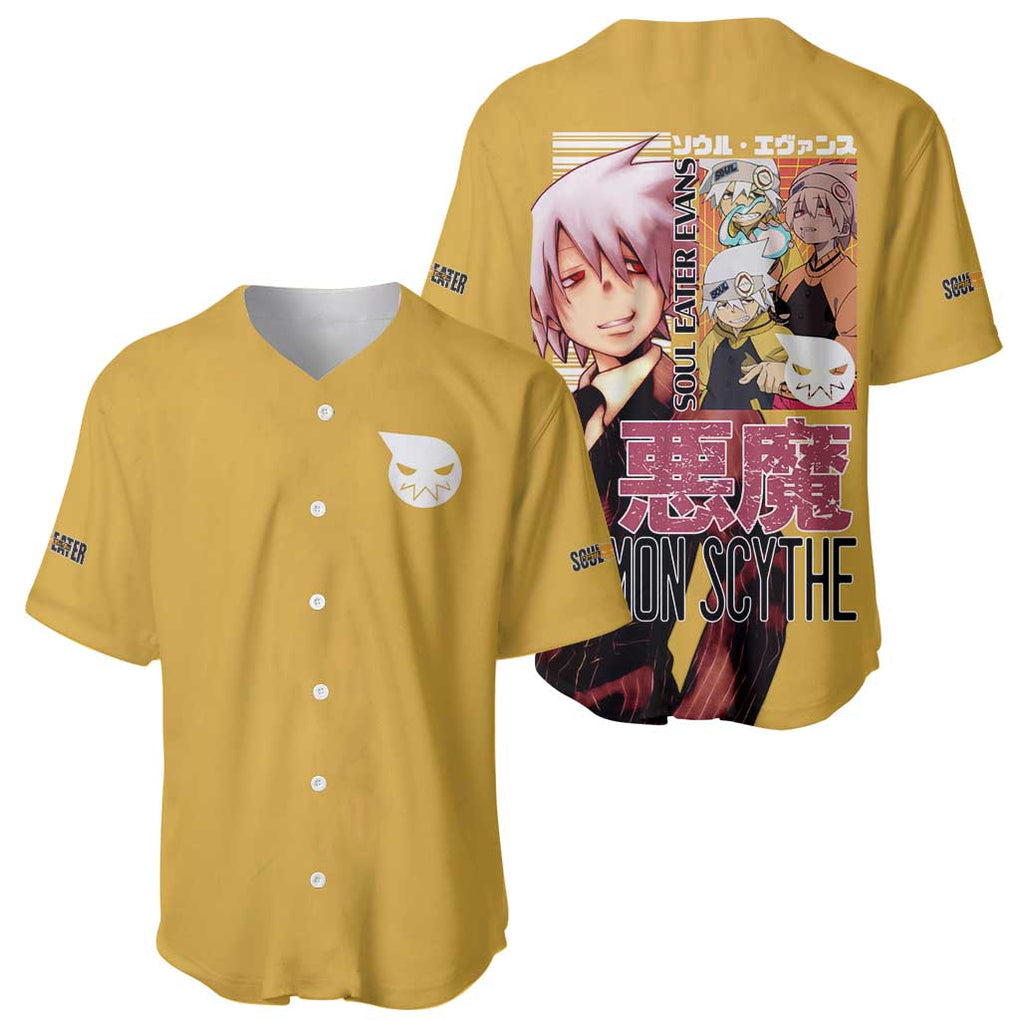 Soul Evans Soul Eater Baseball Jersey Anime Style
