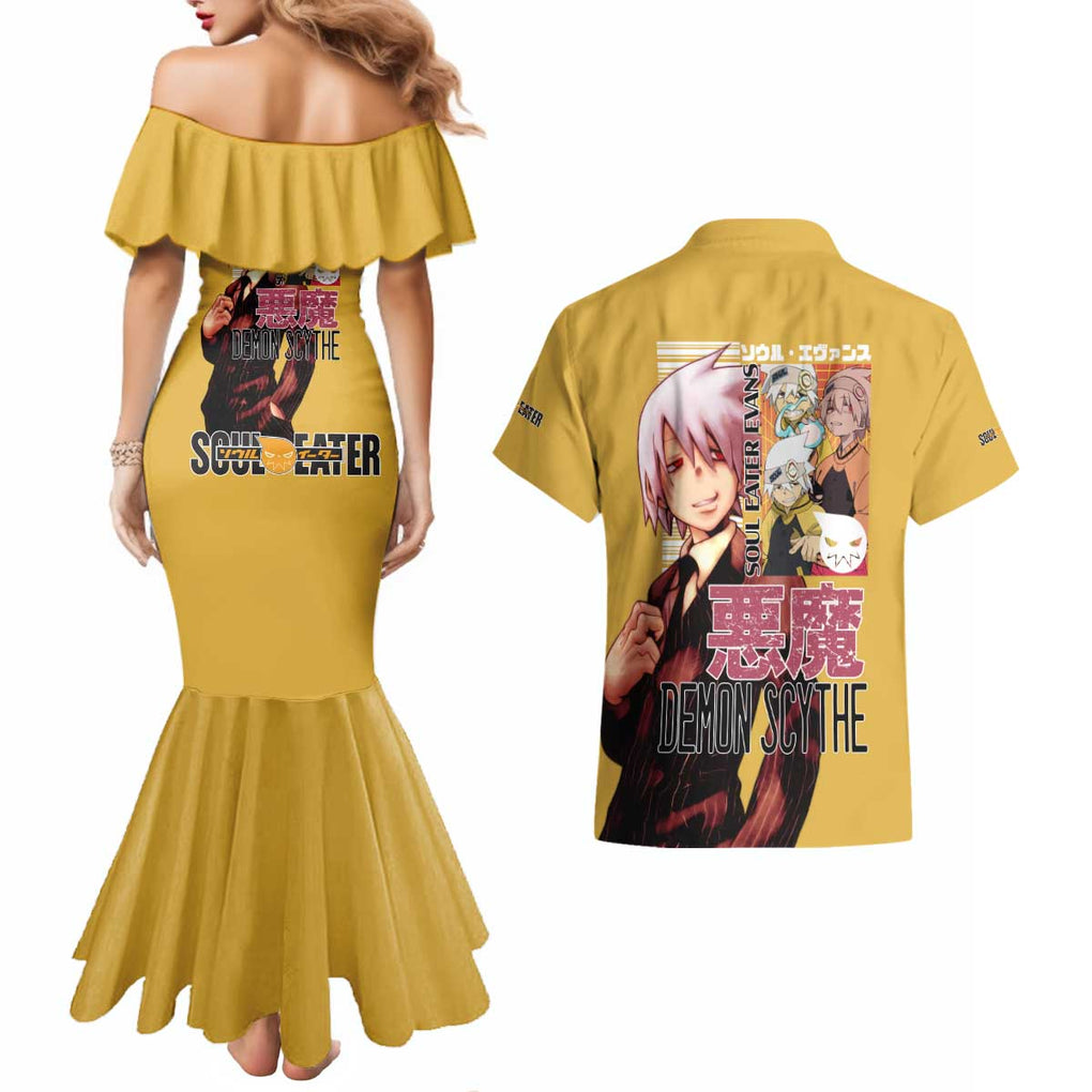 Soul Evans Soul Eater Couples Matching Mermaid Dress and Hawaiian Shirt Anime Style