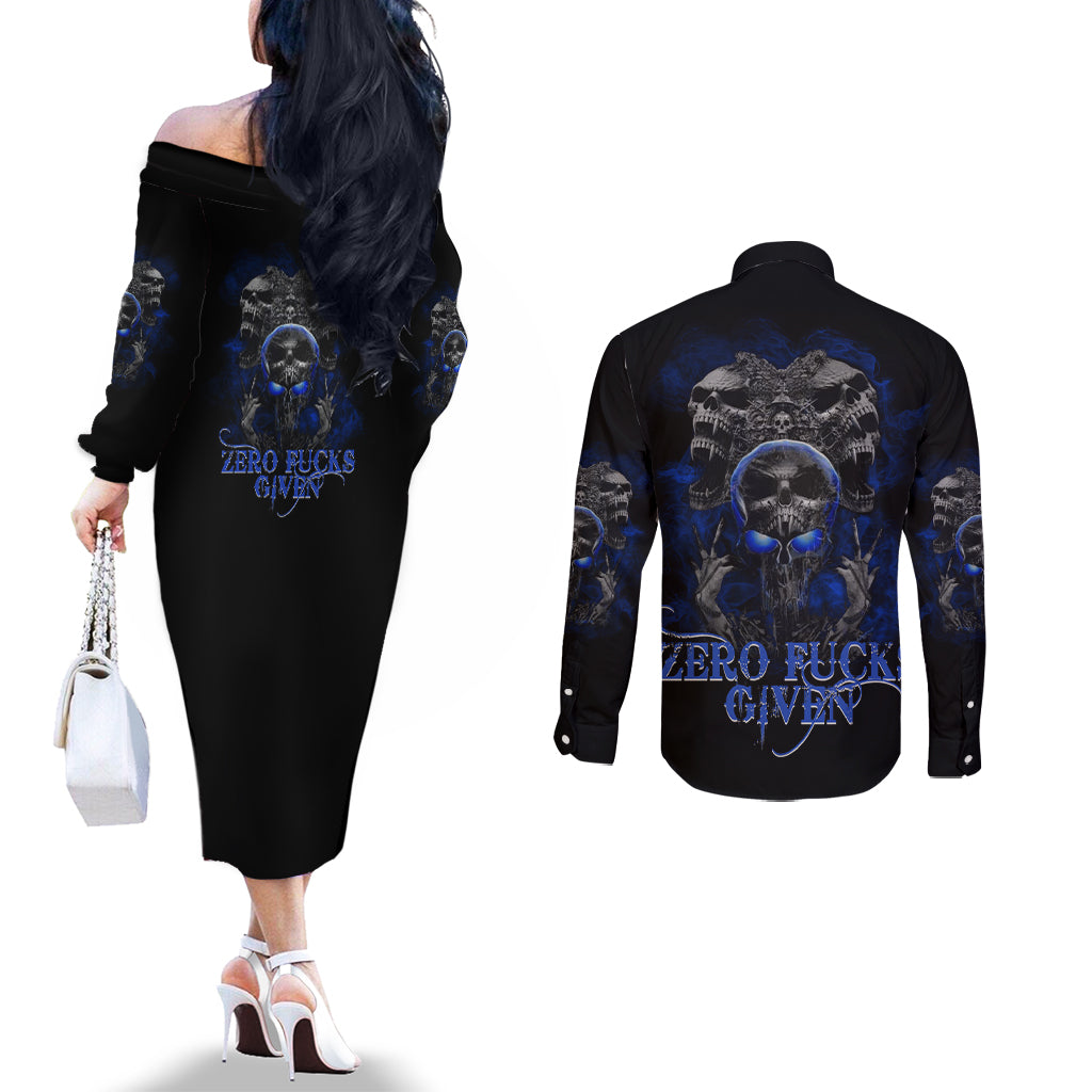 skull-butterfly-demon-zero-fck-given-couples-matching-off-the-shoulder-long-sleeve-dress-and-long-sleeve-button-shirt