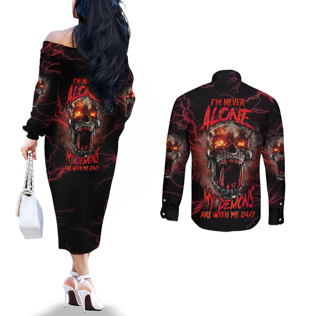 im-never-alone-skull-demon-couples-matching-off-the-shoulder-long-sleeve-dress-and-long-sleeve-button-shirt