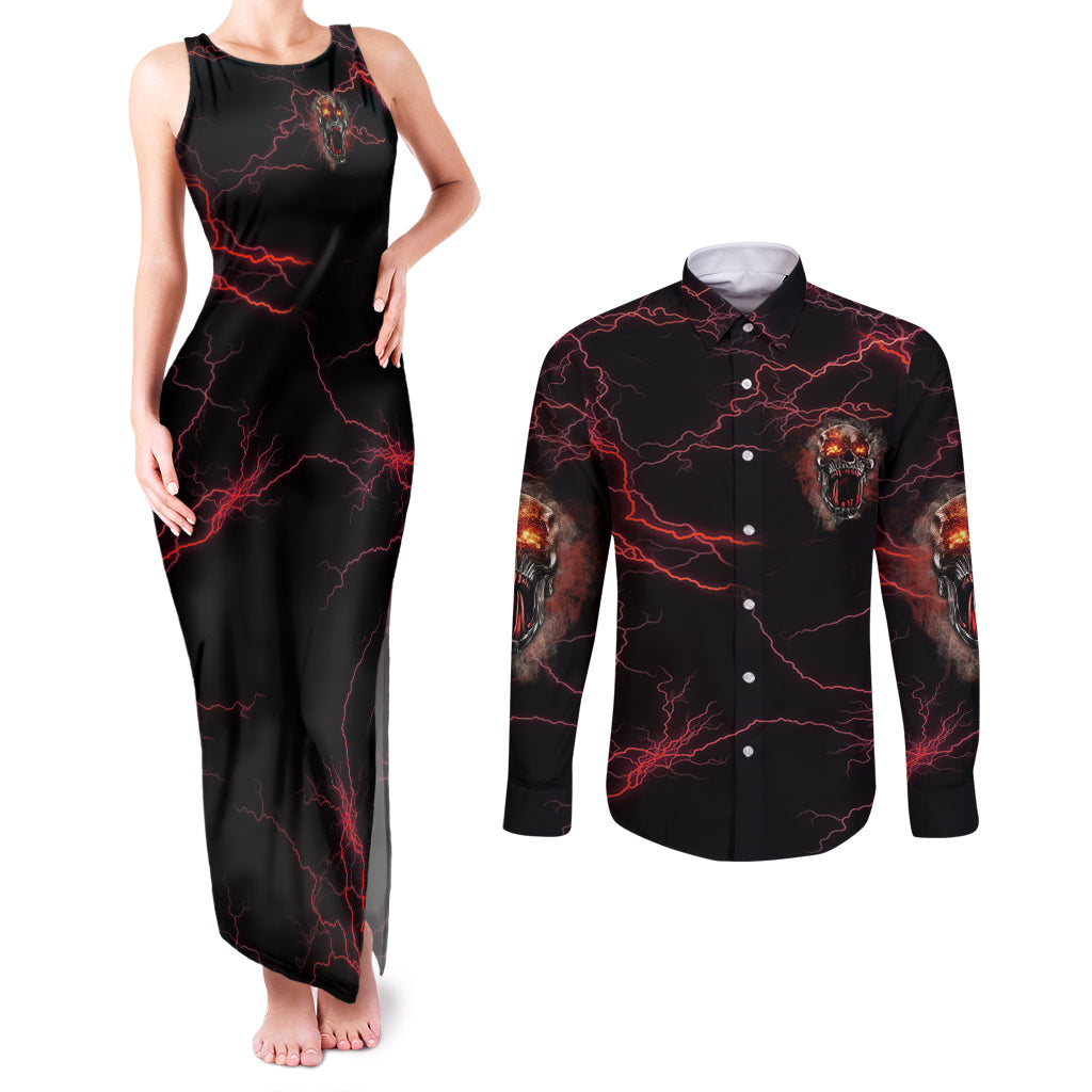 im-never-alone-skull-demon-couples-matching-tank-maxi-dress-and-long-sleeve-button-shirt