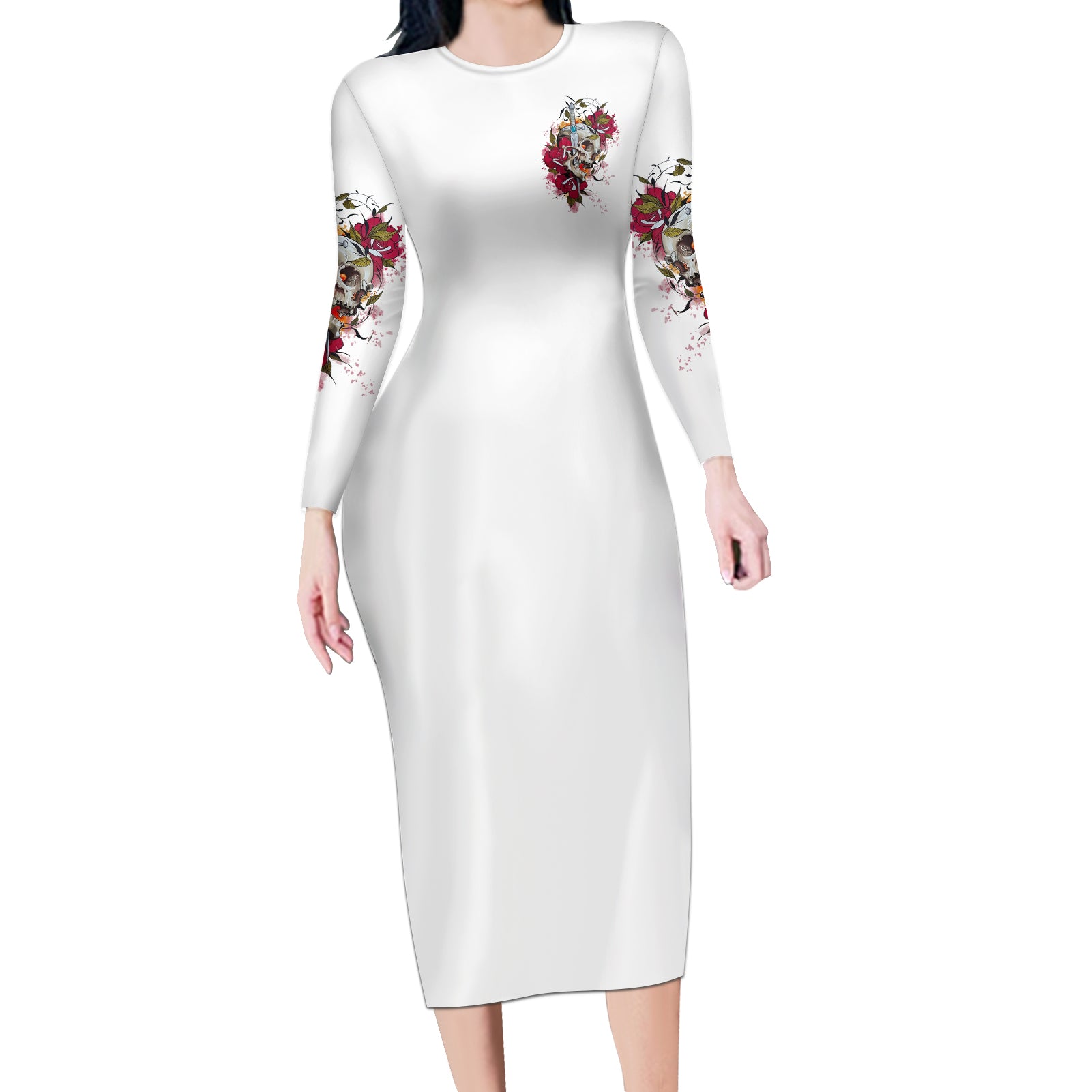 you-inspire-my-inner-serial-k-skull-rose-long-sleeve-bodycon-dress