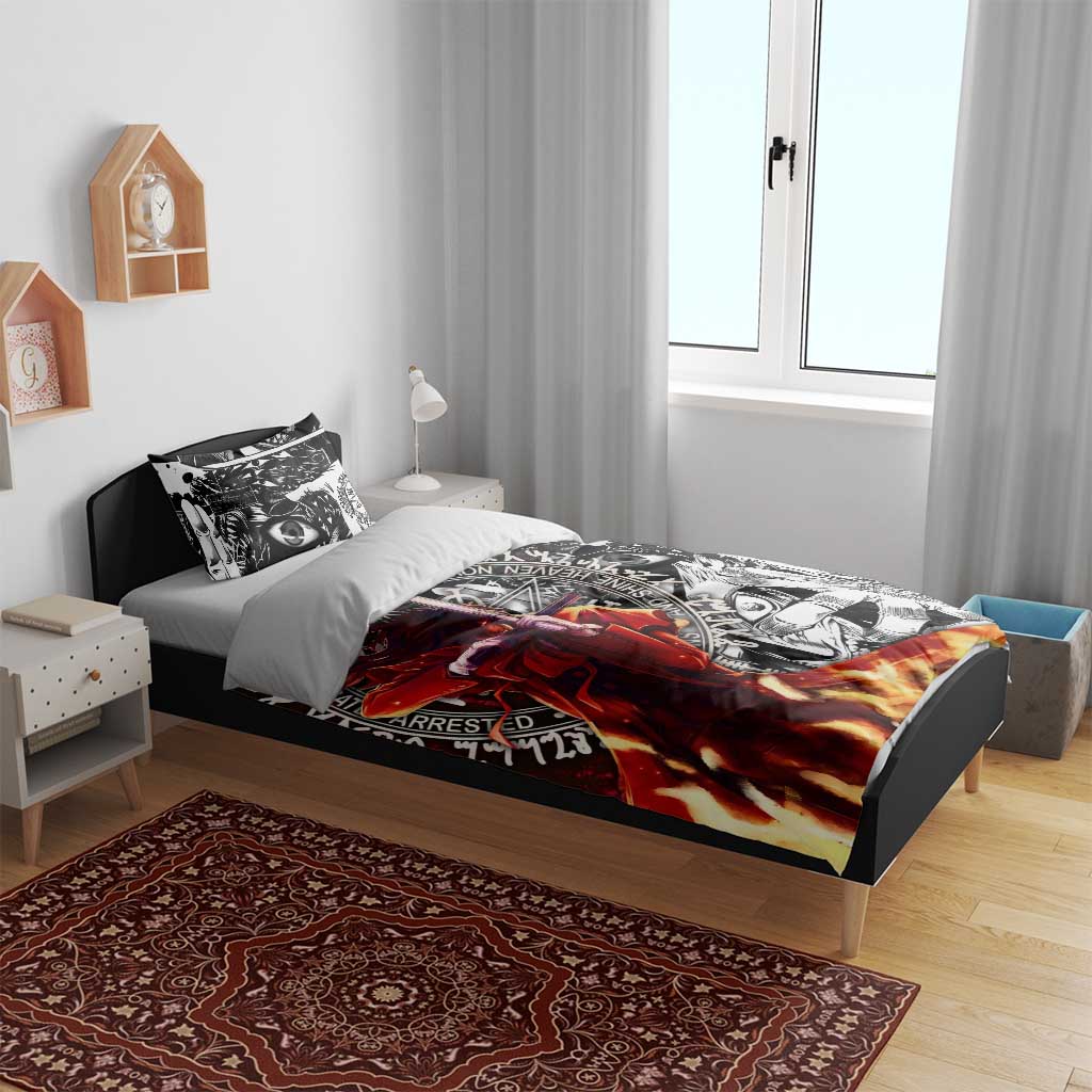 Alucard Hellsing Manga Collage Black and Red Design Bedding Set with Gun Pose and Symbolic Silhouettes - The Mazicc