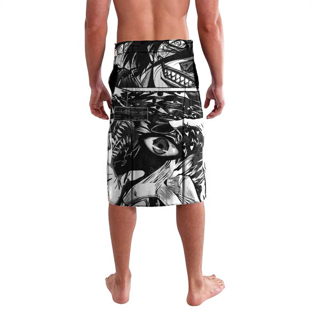 Alucard Hellsing Manga Collage Black and Red Design Lavalava with Gun Pose and Symbolic Silhouettes - The Mazicc