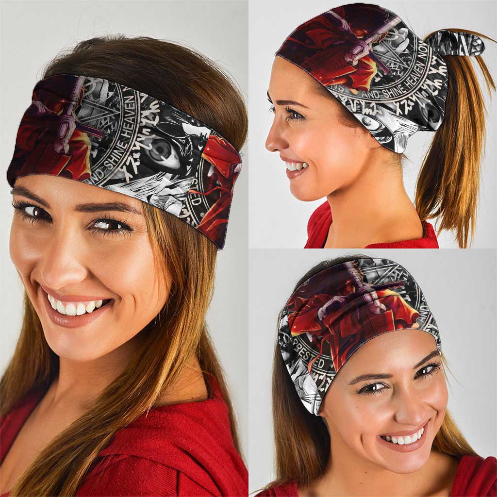 Alucard Hellsing Manga Collage Black and Red Design Neck Gaiter with Gun Pose and Symbolic Silhouettes - The Mazicc