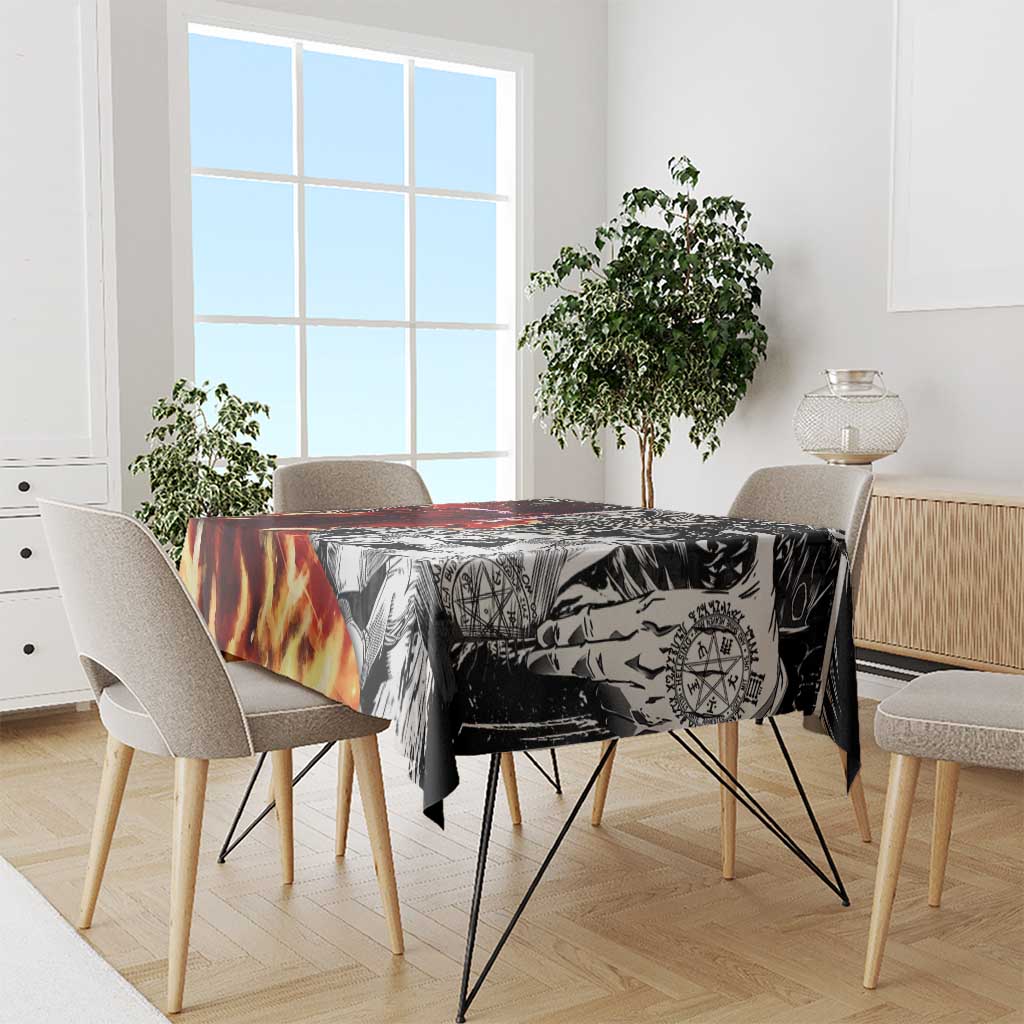 Alucard Hellsing Manga Collage Black and Red Design Tablecloth with Gun Pose and Symbolic Silhouettes - The Mazicc