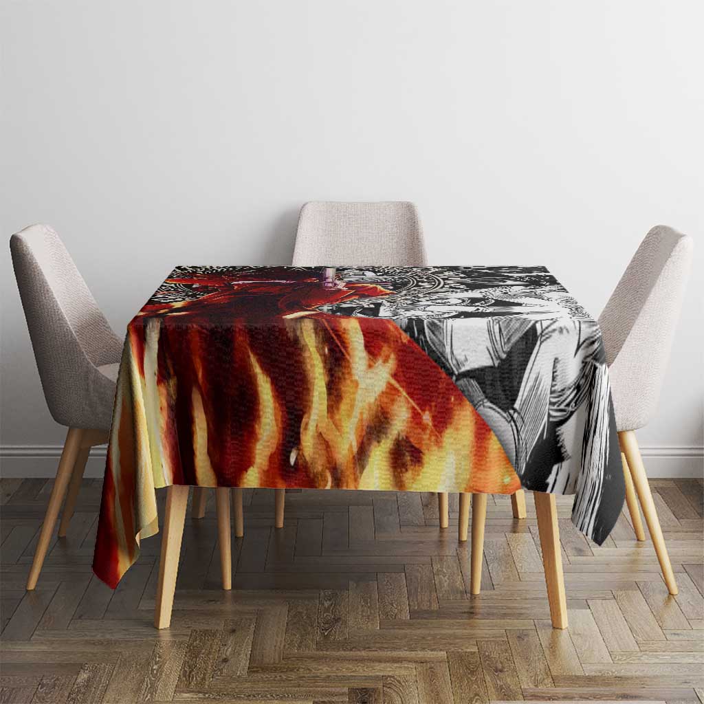 Alucard Hellsing Manga Collage Black and Red Design Tablecloth with Gun Pose and Symbolic Silhouettes - The Mazicc