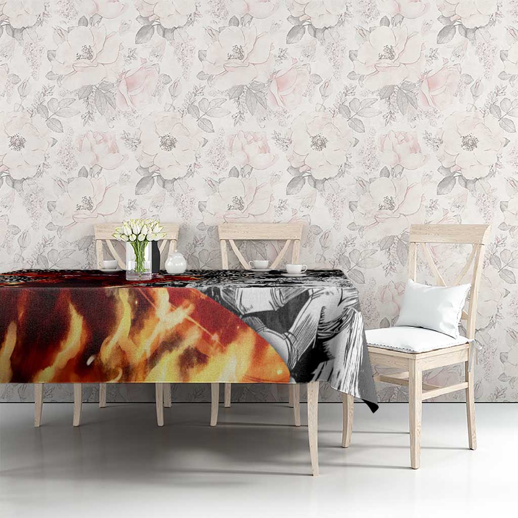 Alucard Hellsing Manga Collage Black and Red Design Tablecloth with Gun Pose and Symbolic Silhouettes - The Mazicc