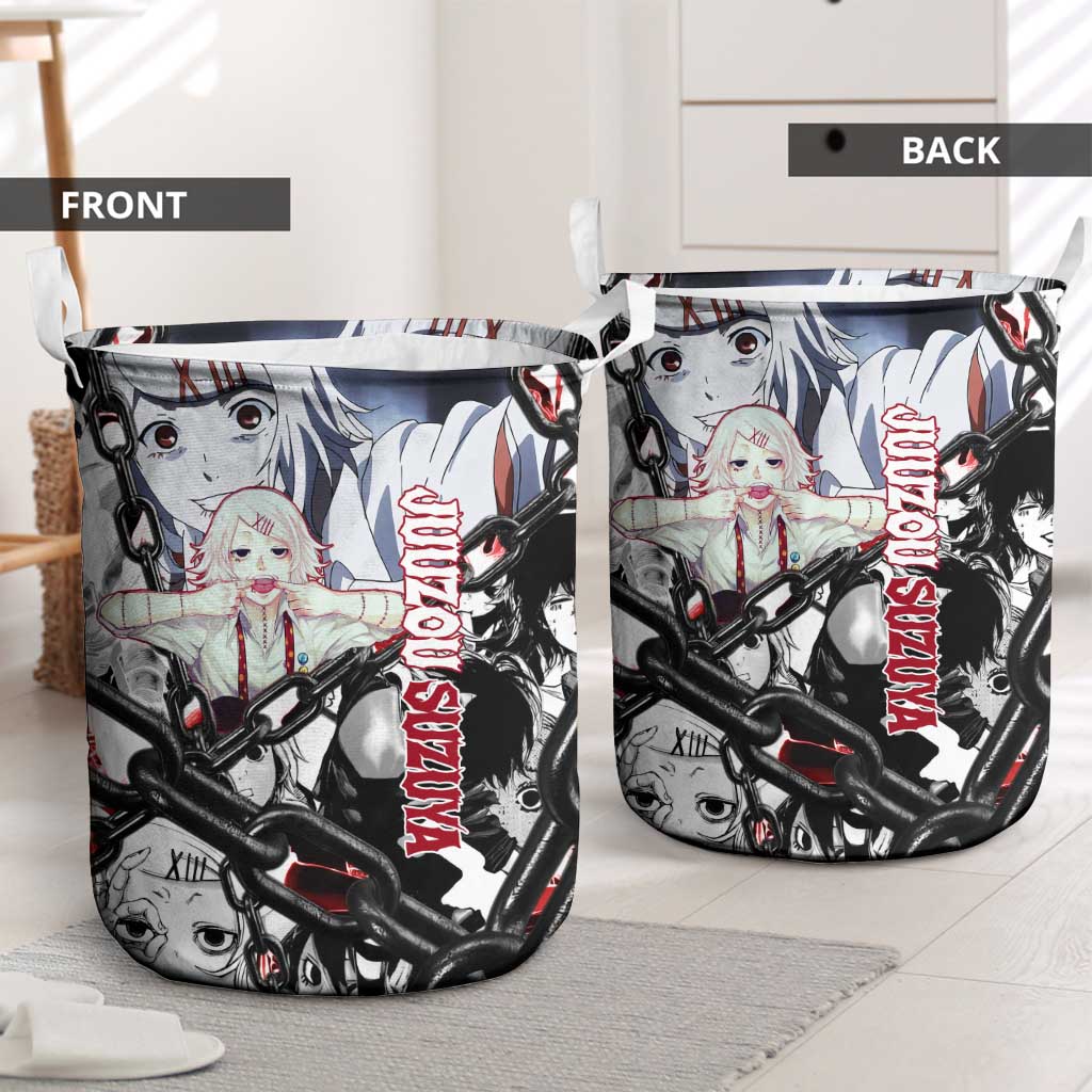 Juuzou Suzuya Tokyo Ghoul Black and White Manga Style Design Laundry Basket with Red Accents and Chain Weapon Motif - The Mazicc